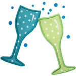 Champagne Glasses Applique Design