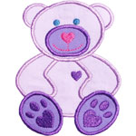 Heart Teddy Bear Applique Design