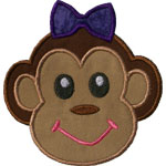 Monkey Face Girl Applique Design