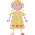 Stick Girl Heart Dress Applique Design