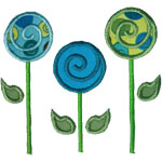 Swirled Flowers Applique Design