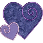 Two Swirled Hearts Applique Design