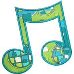 Beamed Music Note Applique Design