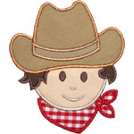 Cowboy Head Applique Design