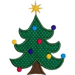 Curly Christmas Tree Applique Design