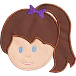 Girl Head Ponytail Applique Design