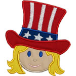 Girl Patriotic Hat Applique Design