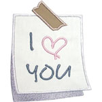 I Love You Note Applique Design