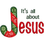 Jesus Candy Cane Applique Design