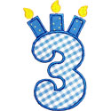 Number Three Candles Applique Design