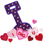 Shovel Hearts Applique Design