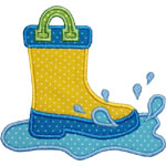 Splashing Rain Boot Applique Design