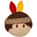 Boy Indian Head Applique Design