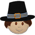 Boy Pilgrim Head Applique Design