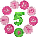 Fifth Birthday Circle Applique Design