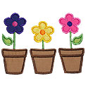 Flower Pots Applique Design