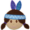 Girl Indian Head Applique Design