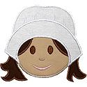 Girl Pilgrim Head Applique Design