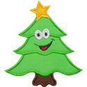 Happy Christmas Tree Applique Design