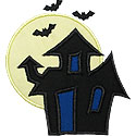 Haunted House Moon Applique Design