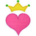 Heart Crown Applique Design