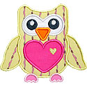 Heart Owl Applique Design