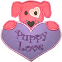 Heart Puppy Note Applique Design