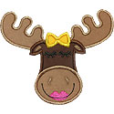 Moose Girl Head Applique Design