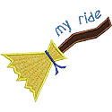 My Ride Witch Broom Applique Design