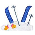 Snow Ski Crash Applique Design