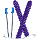 Snow Skis Poles Applique Design