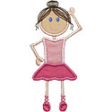 Stick Girl Ballerina Applique Design