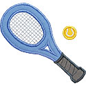 Tennis Racket Ball Applique Design