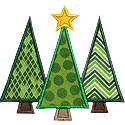 Three Christmas Trees Applique Design