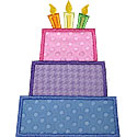 Three Tiered Birthday Cake Applique Design