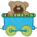 Train Car Bear Applique Design