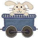 Train Car Bunny Applique Design