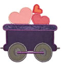 Train Car Hearts Applique Design