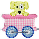 Train Car Puppy Applique Design