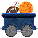 Train Car Sport Balls Applique Design