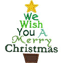 Wish You Merry Christmas Tree Applique Design