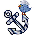 Anchor Sailor Bird Applique Design