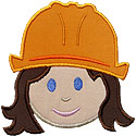 Girl Construction Head Applique Design