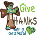 Give Thanks Cross Applique Design