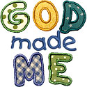 God Made Me Applique Design