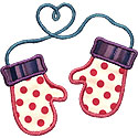 Heart Mittens Applique Design