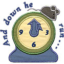 Mouse Down Clock Applique Design