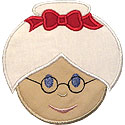 Mrs. Claus Head Applique Design