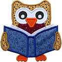 Owl Reading Applique Design