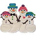 Snowman Family Two Kids Applique Design